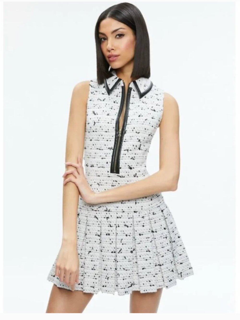 ALICE + OLIVIA ELLIS TWEED BOX PLEAT DRESS SIZE 8